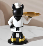 White Cool Dog Showpiece with Plate for Home Decor Item, Kitchen, Bedroom, Office, Dinning Table, Gifts Item