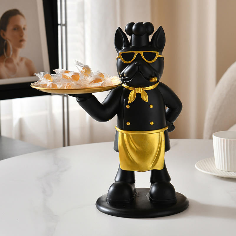 Dog Showpiece with Plate for Home Decor Item, Kitchen, Bedroom, Office, Dinning Table, Gifts Item Set of 3