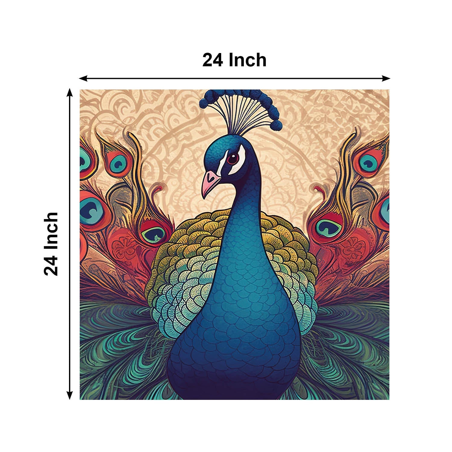 Indian Peacock Canvas Painting for Home, Bedroom & Living Room