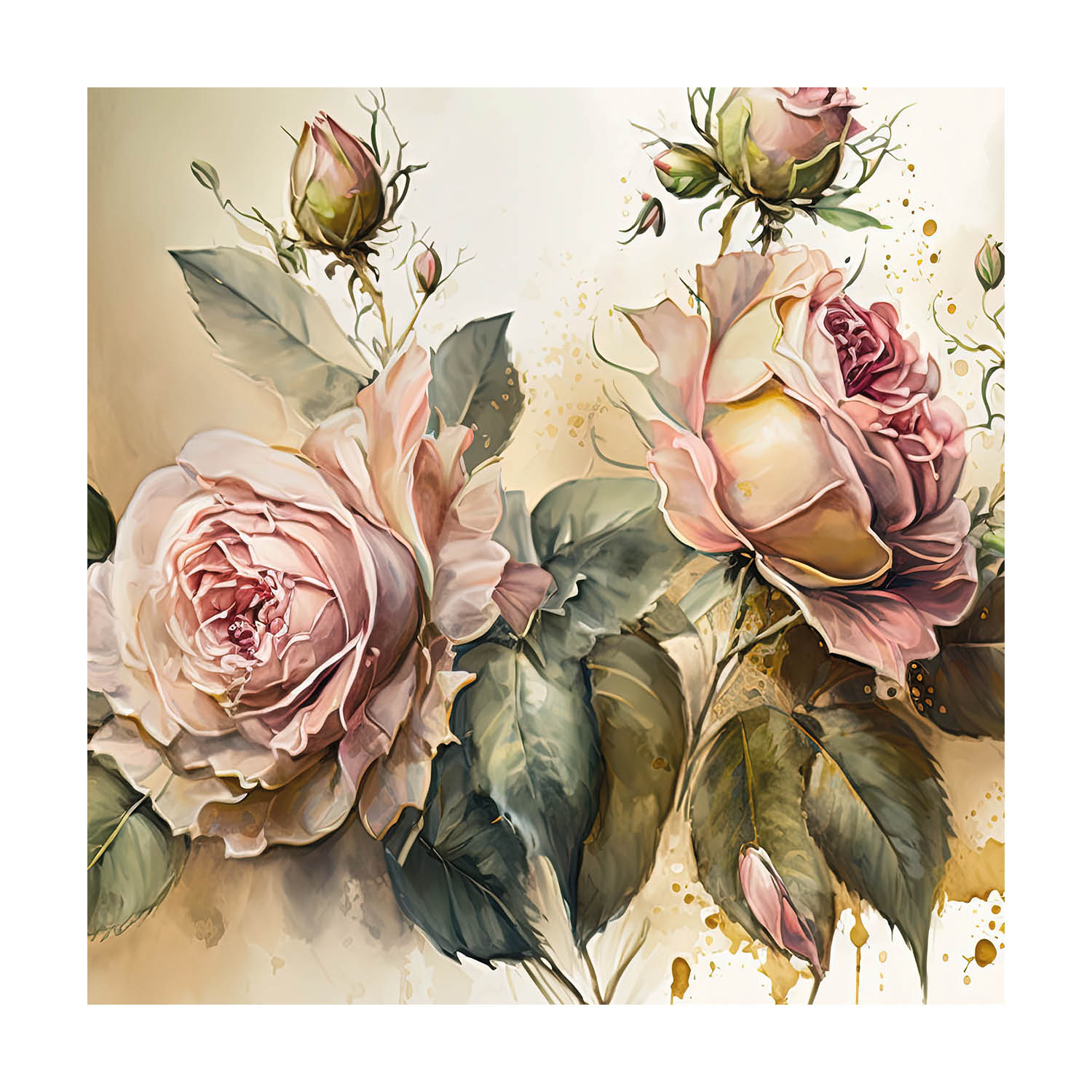 Multi Flower Wall Art Canvas Painting for Home, Bedroom & Living Room
