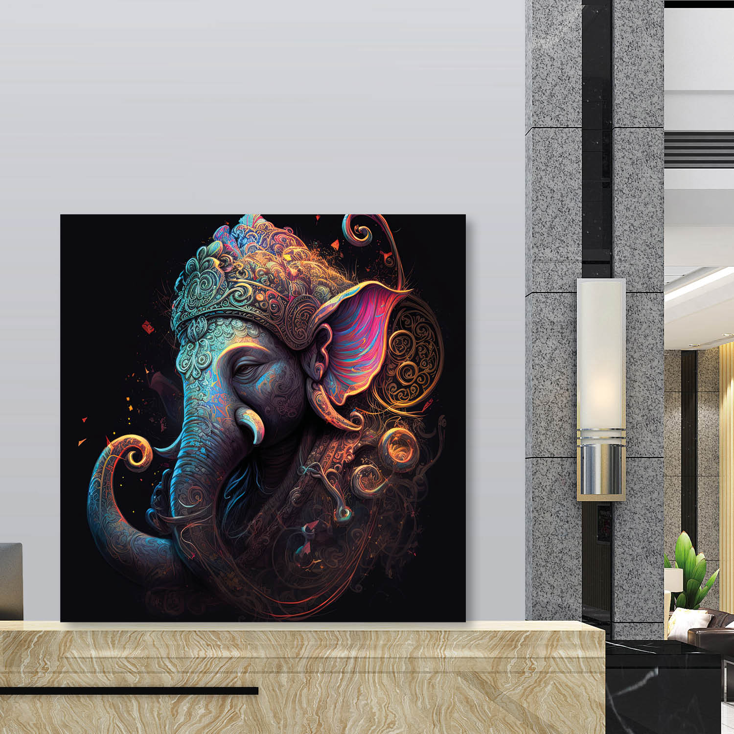 Multi Ganesh ji Canvas Painting for Home, Bedroom & Living Room