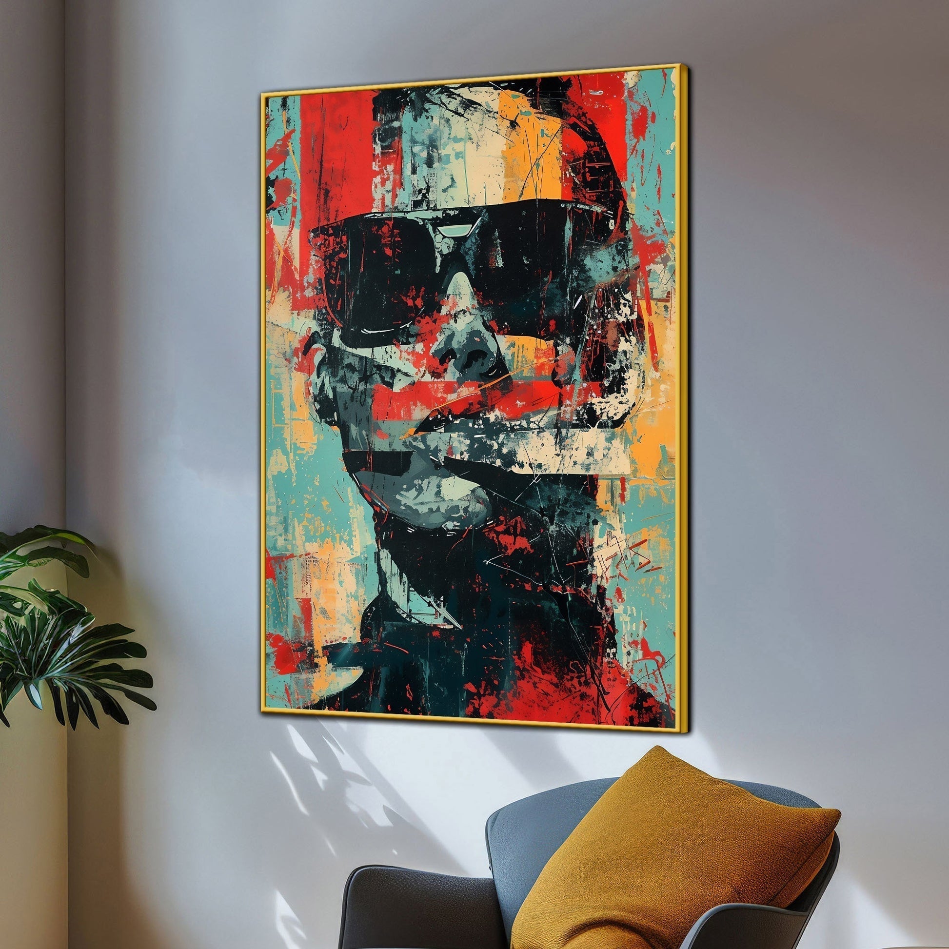 Geometric Abstract Jesus Decorative Cotton Canvas Wall Painting