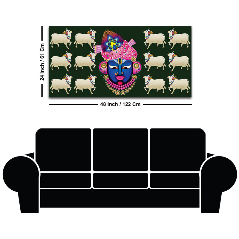 Auspicious Shrinath ji Face Cow Religious Wall Painting