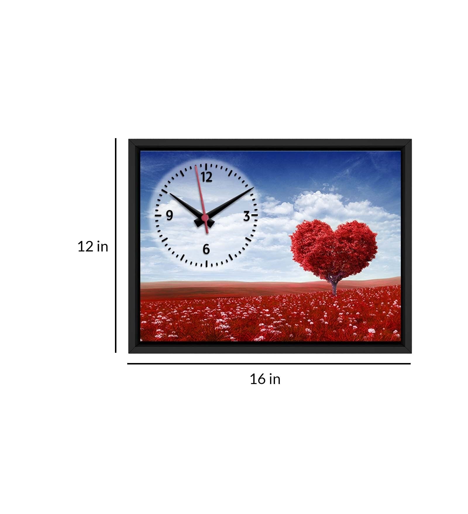 Red Heart Printed Analog MDF Modern Wall Clock