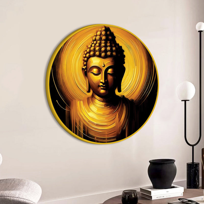 Gautam Buddha Spiritual Round Wall Painting