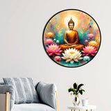 Colorful Gautam Buddha Round Art Painting