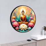 Colorful Gautam Buddha Round Art Painting