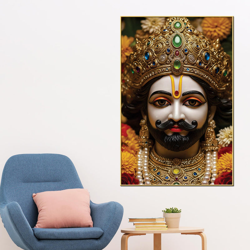 Divine Khatu Shyam Ji Canvas Painting Royal Spiritual Wall Decor Artwork