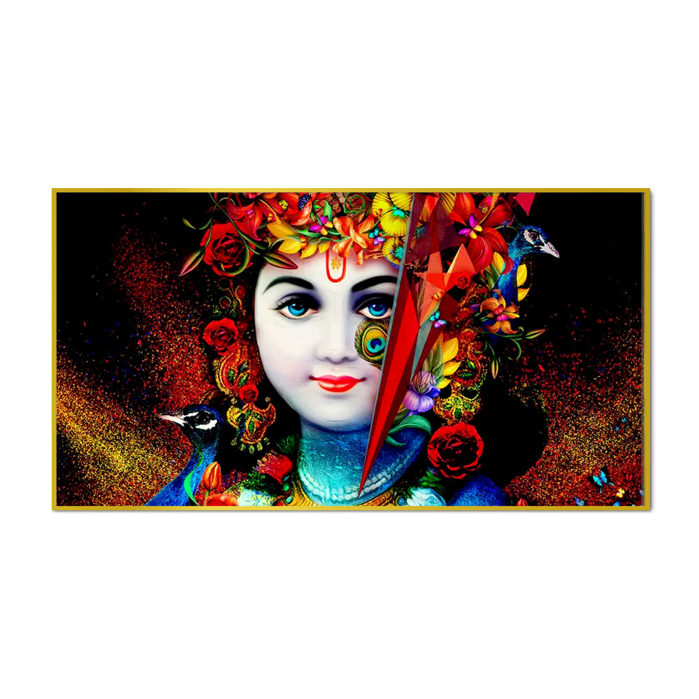 Krishna with Peacock Spiritual Canvas  Wall Painting
