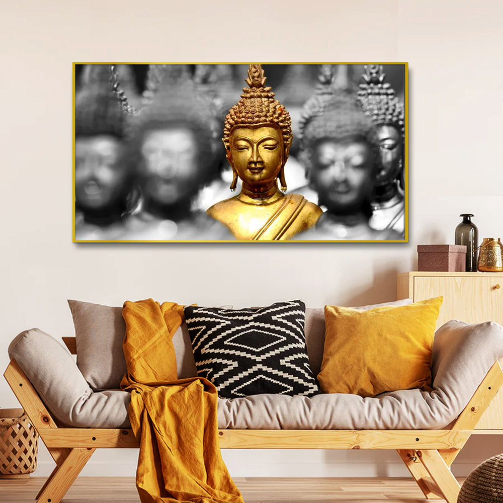 Golden Buddha Statues Spiritual Canvas Painting
