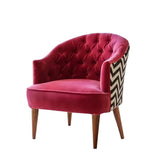 Red Wide Backrest Velvet Lounge Chair