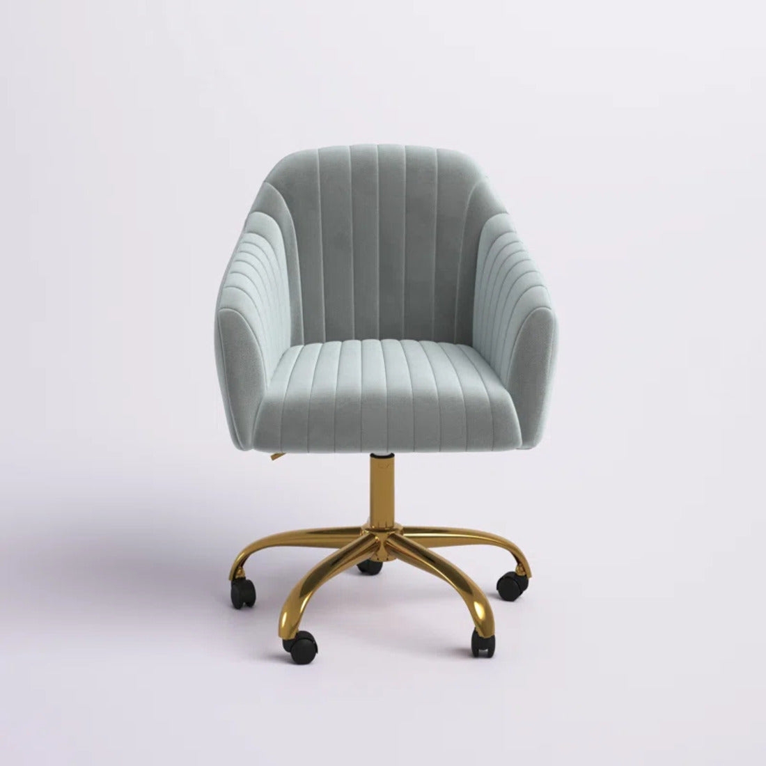 Refined Grey Tufted Velvet Armchair With Golden Legs