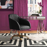 Refined Black Tufted Velvet Armchair With Golden Legs