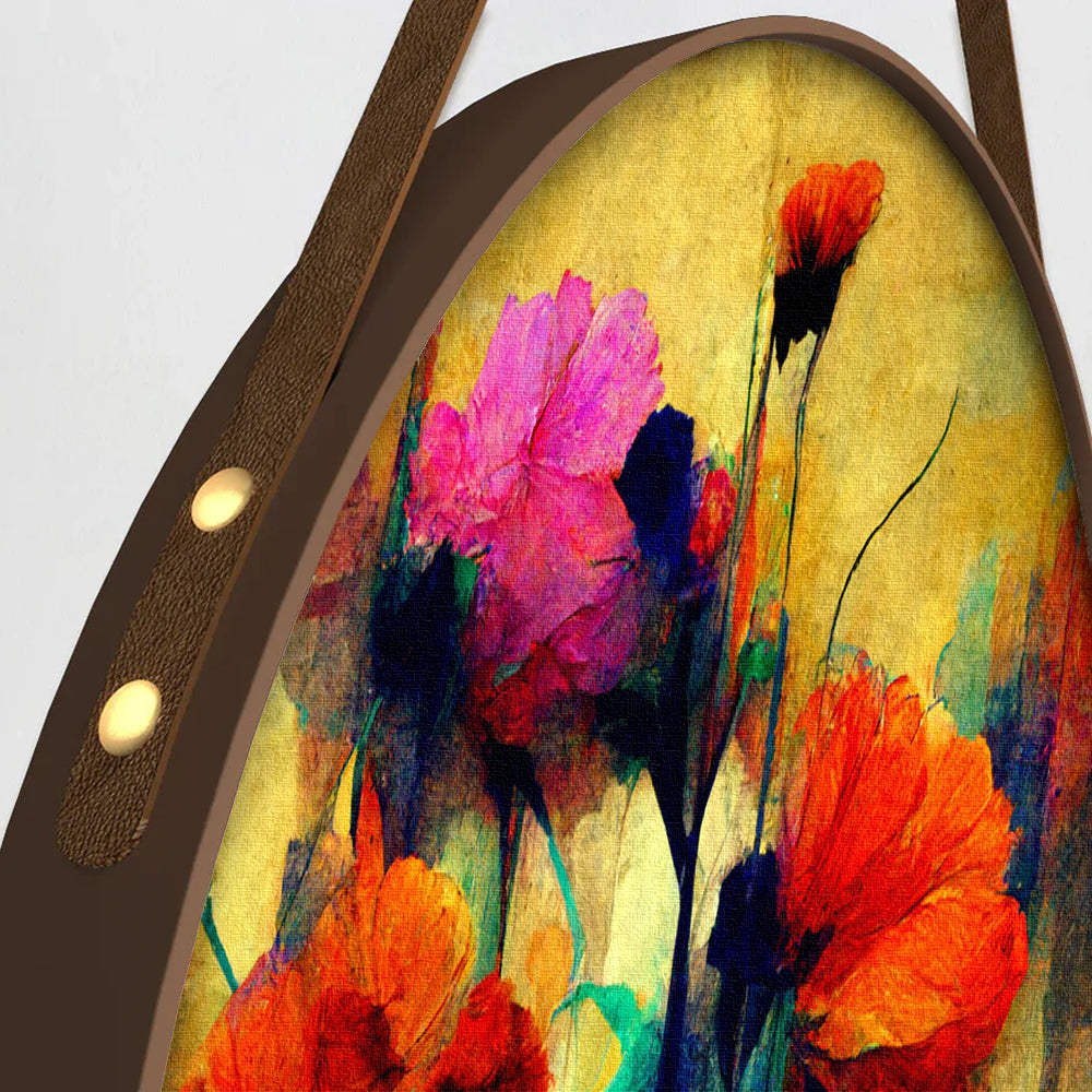 Multicolor Floral Round Framed Canvas Wall Paintings & Art - Set of 3