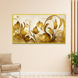 Legunt Furniture Elegant Flowers Golden Leaf Floating Frame Canvas Wall Painting