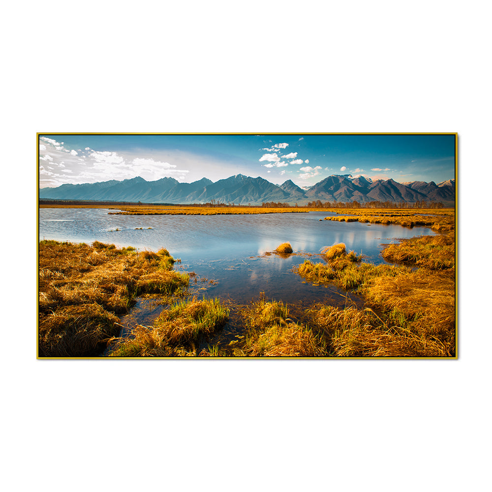 Beautiful Serene Mountain Lake Abstract Canvas Wall Painting for Home Décor