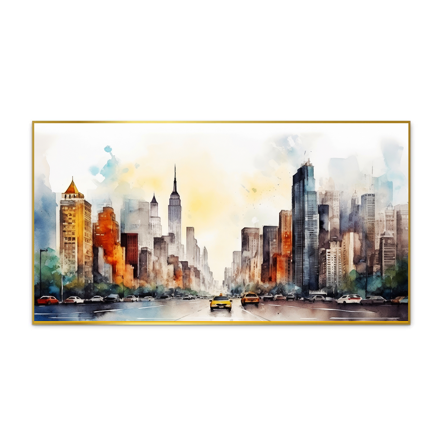 Skyscraper Cityscape Canvas Wall Painting With Floating Frame