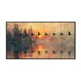 Beautiful Canvas Wall Painting of Birds Flying Over A Lake