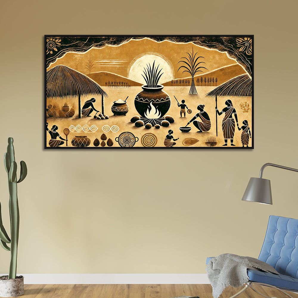 Beautiful Village Feast Digital Print on Canvas Wall Painting