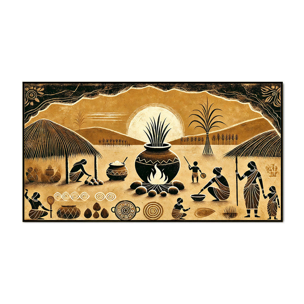 Beautiful Village Feast Digital Print on Canvas Wall Painting