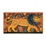 Vibrant Folk Art Style Traditional Lion Canvas Wall Painting