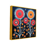 Tribal Bloom Gond Art Floral Canvas Wall Painting