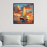 Sailing Into the Sunset Canvas Wall Painting for Home and Office Décor