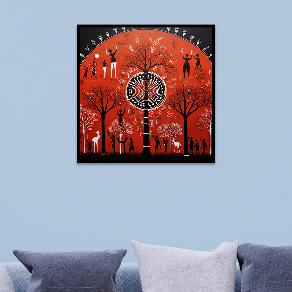 Traditional Indian Gond Art Canvas Wall Painting for Home Décor