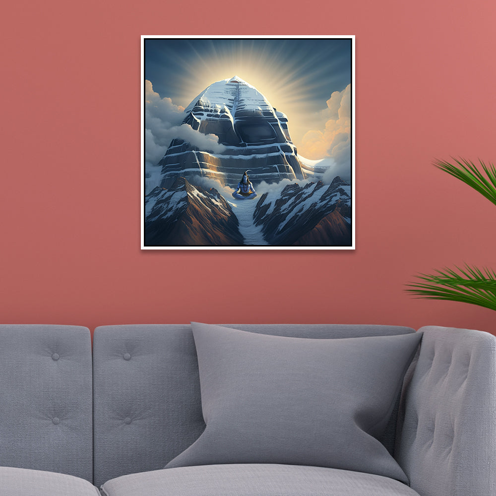 Lord Shiva Meditation Near Kailash Mountain Canvas Wall Painting