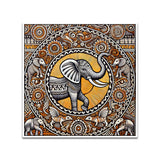 Traditional Elephant Madhubani-Inspired Ethnic Art Canvas Wall Painting