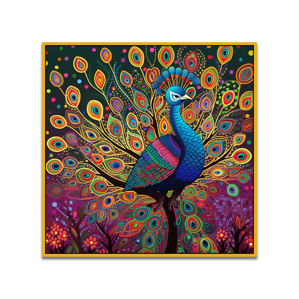 Vibrant Multicolor Majestic Peacock Vastu Canvas Wall Painting