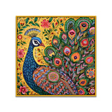 Vibrant Peacock Traditional Indian Folk Art Style Canvas Wall Painting