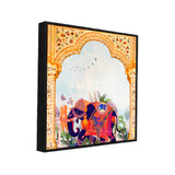 Royal Elephant Under Archway Traditional Indian Art Canvas Wall Painting