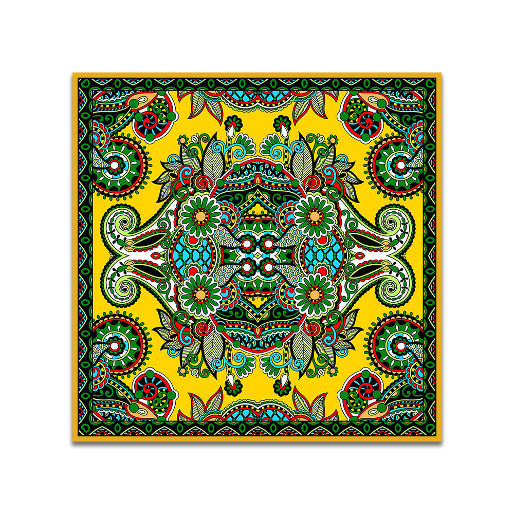 Vibrant Colorful Floral & Paisley Art Mandala-Inspired Canvas Wall Painting