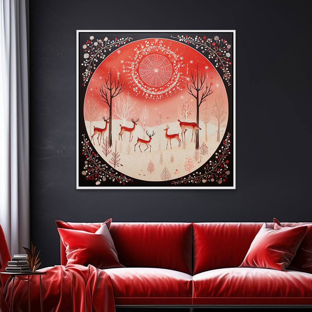 Vintage Christmas Canvas Wall Painting with Warm Festive Vibes
