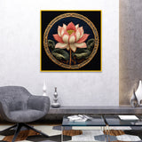 Pink Lotus Flower Canvas Painting Vastu Shastra With Frame