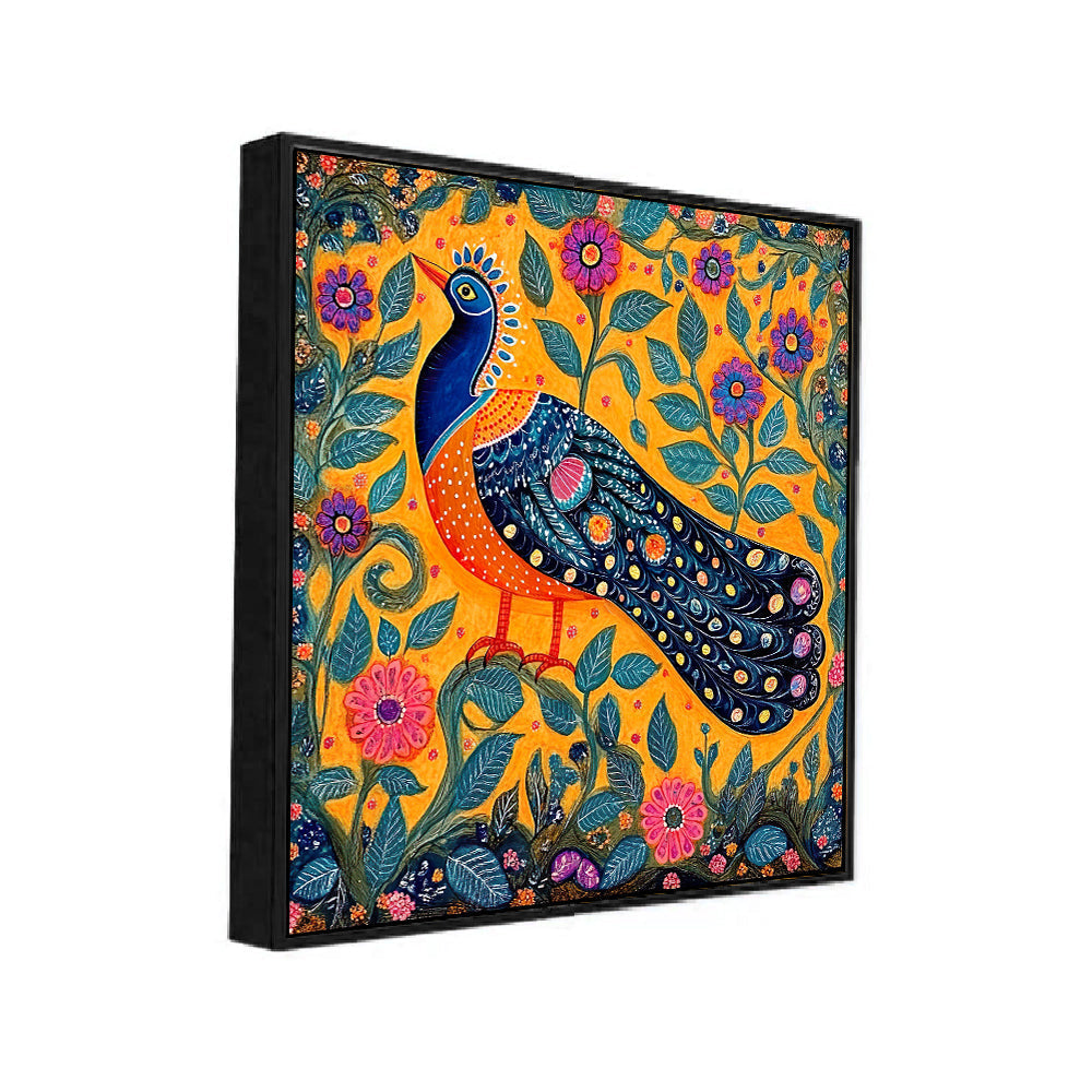 Colorful Traditional Motifs Madhubani Painting with Intricate Folk Designs
