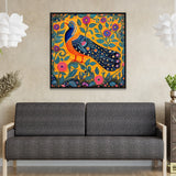 Colorful Traditional Motifs Madhubani Painting with Intricate Folk Designs