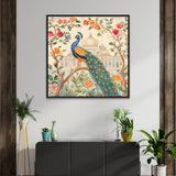 Floral Peacock Canvas Vastu Painting for Home Décor