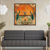 Vibrant Blue & Gold Square Peacock Painting for Home Décor