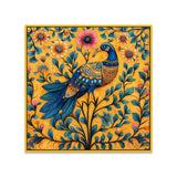 Peacock Modern Art Multicolor Square Canvas Wall Painting