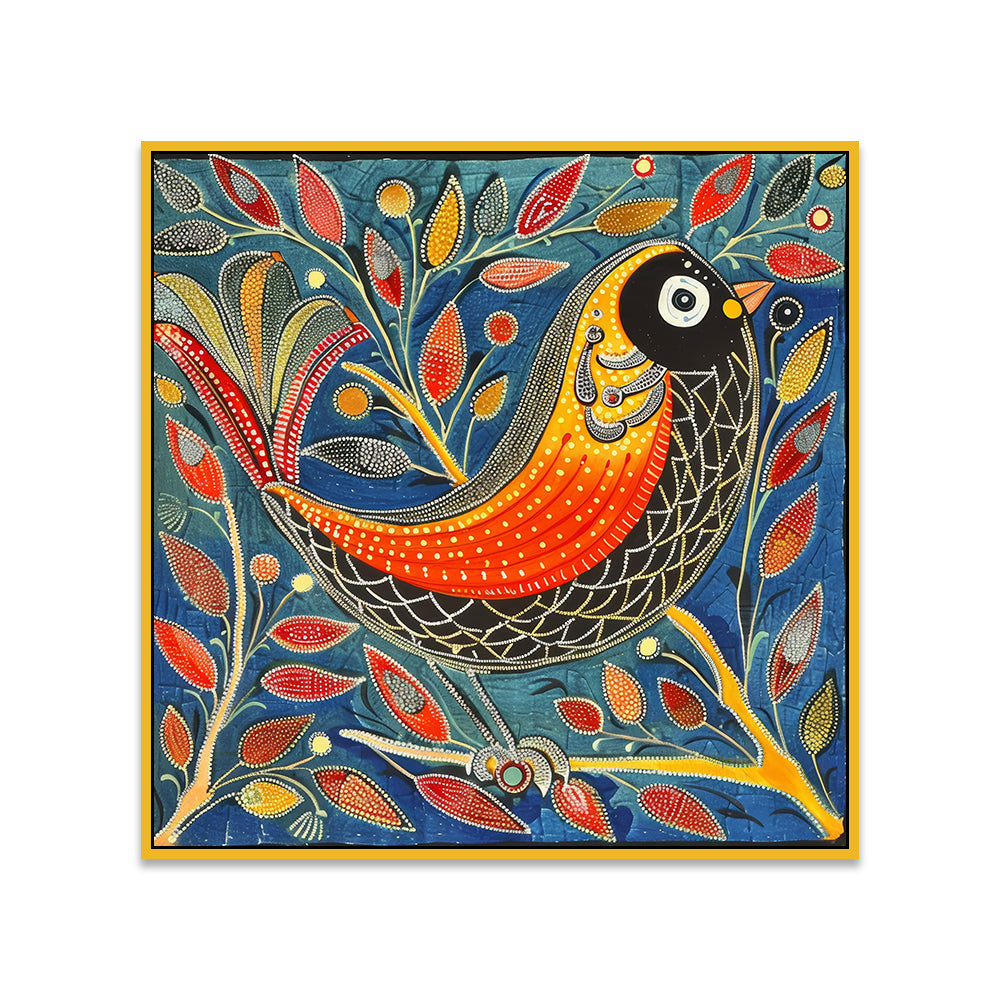 Vibrant Indian Art Madhubani Design Canvas Wall Decorative Painting
