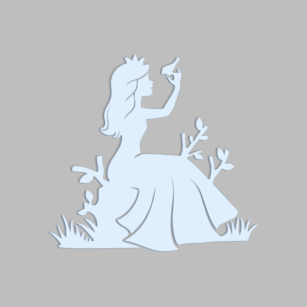 Fairytale Princess Backlit Wooden Wall Decor with LED Night Light Walnut Finish