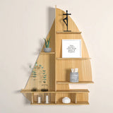 Ship Backlit Wood Wall Shelf / Book Shelf / Night Light, Oak Finish