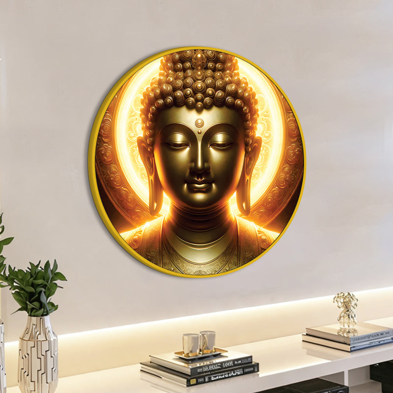 Elegant Gautam Buddha Round Wall Art Painting for Home Décor