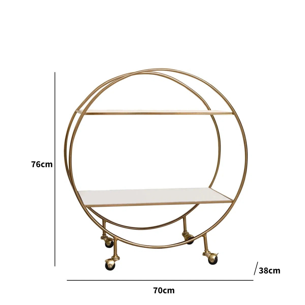 Elegant Gold Marble Round Bar Cart Drinks Trolley