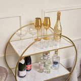 Elegant Gold Marble Round Bar Cart Drinks Trolley