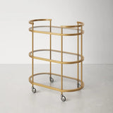 Elegant Modern Bar Cart Trolley With Golden Steel Frame