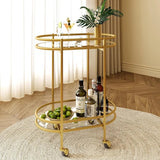 Elegant Modern Bar Cart Trolley With Golden Steel Frame