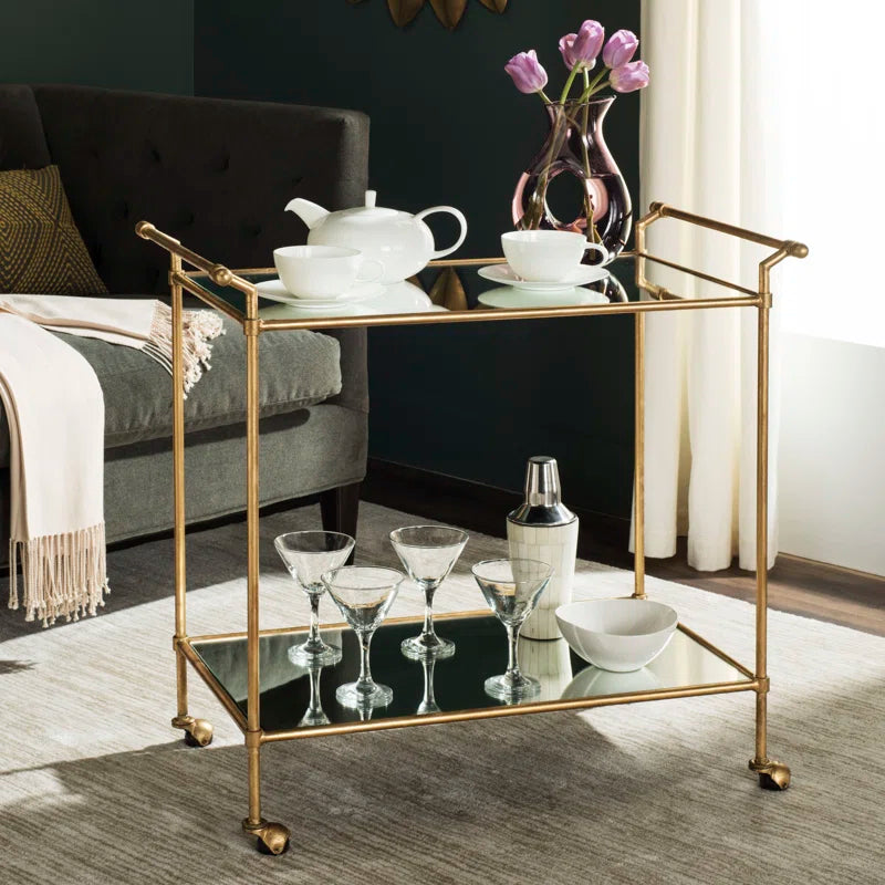 Elegant Two Tier Gold Bar Trolley With Minimalist Design